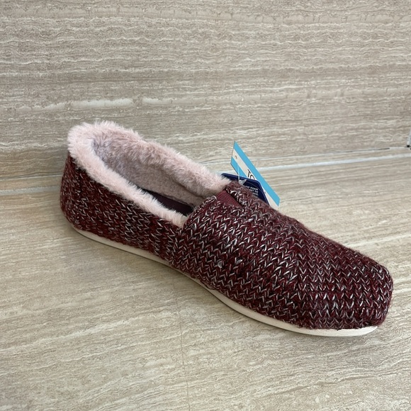 TOMS NWT Women’s Size 9.5 Alpargata Burgundy Mist Sweater Knit Slip on ortholite - Picture 2 of 11